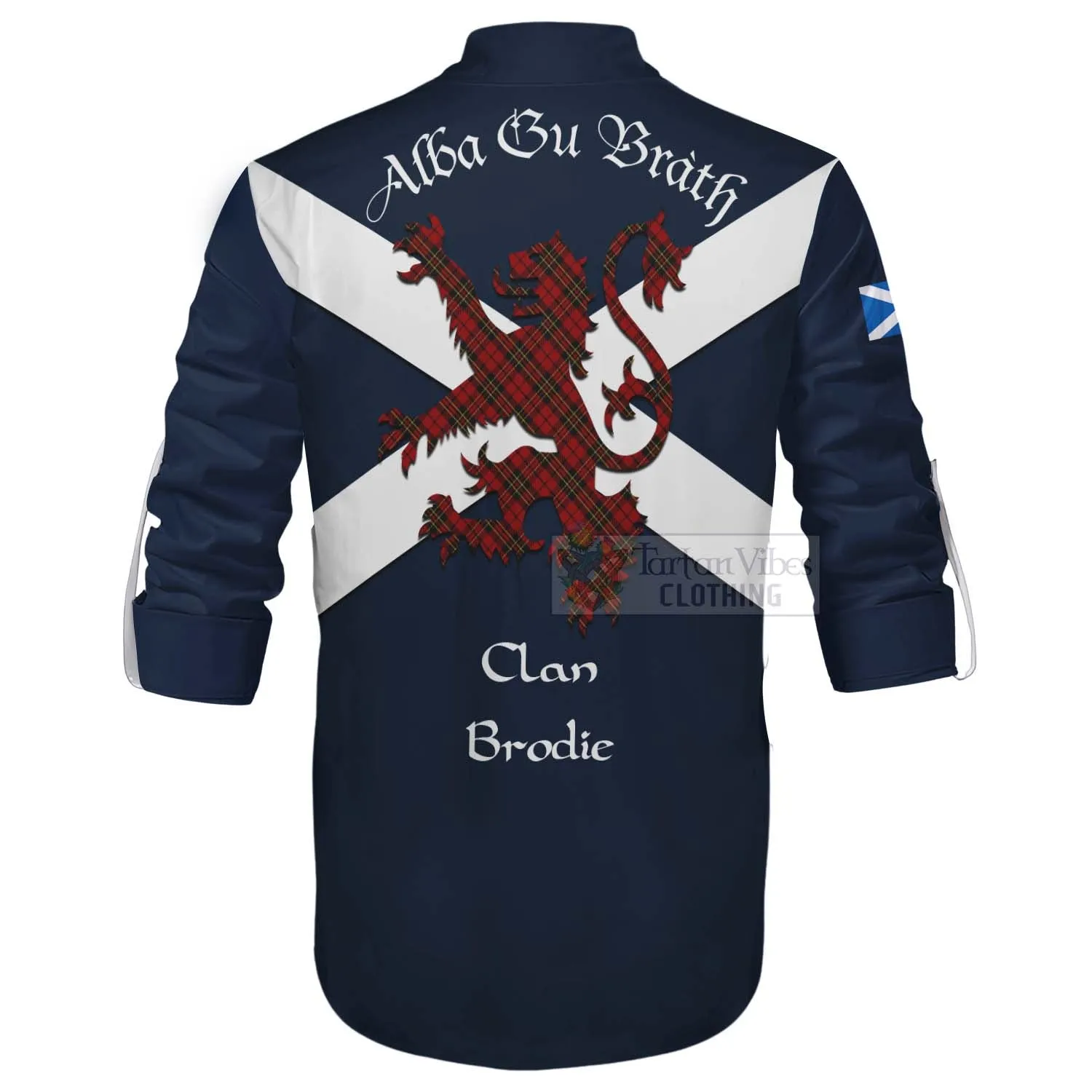 Brodie Tartan Lion Rampant Ghillie Kilt Shirt Proudly Display Your Heritage with Alba Gu Brath and Clan Name