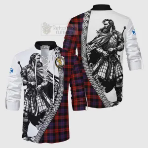 Brown (Broun) Tartan Clan Crest Ghillie Kilt Shirt with Highlander Warrior Celtic Style