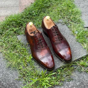 Brown Leather Cadalso Brogue Toe Cap Adelaide Oxford Shoes - AW24