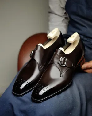 Brown Leather Stellan Single Monk Straps - Formal Shoes - AW24