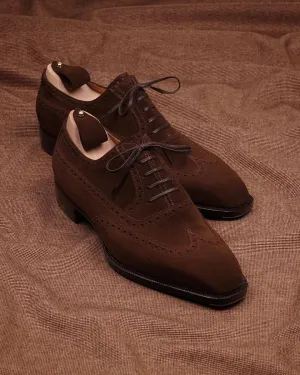 Brown Suede Laura Brogue Wingtip Oxfords - Formal Shoes
