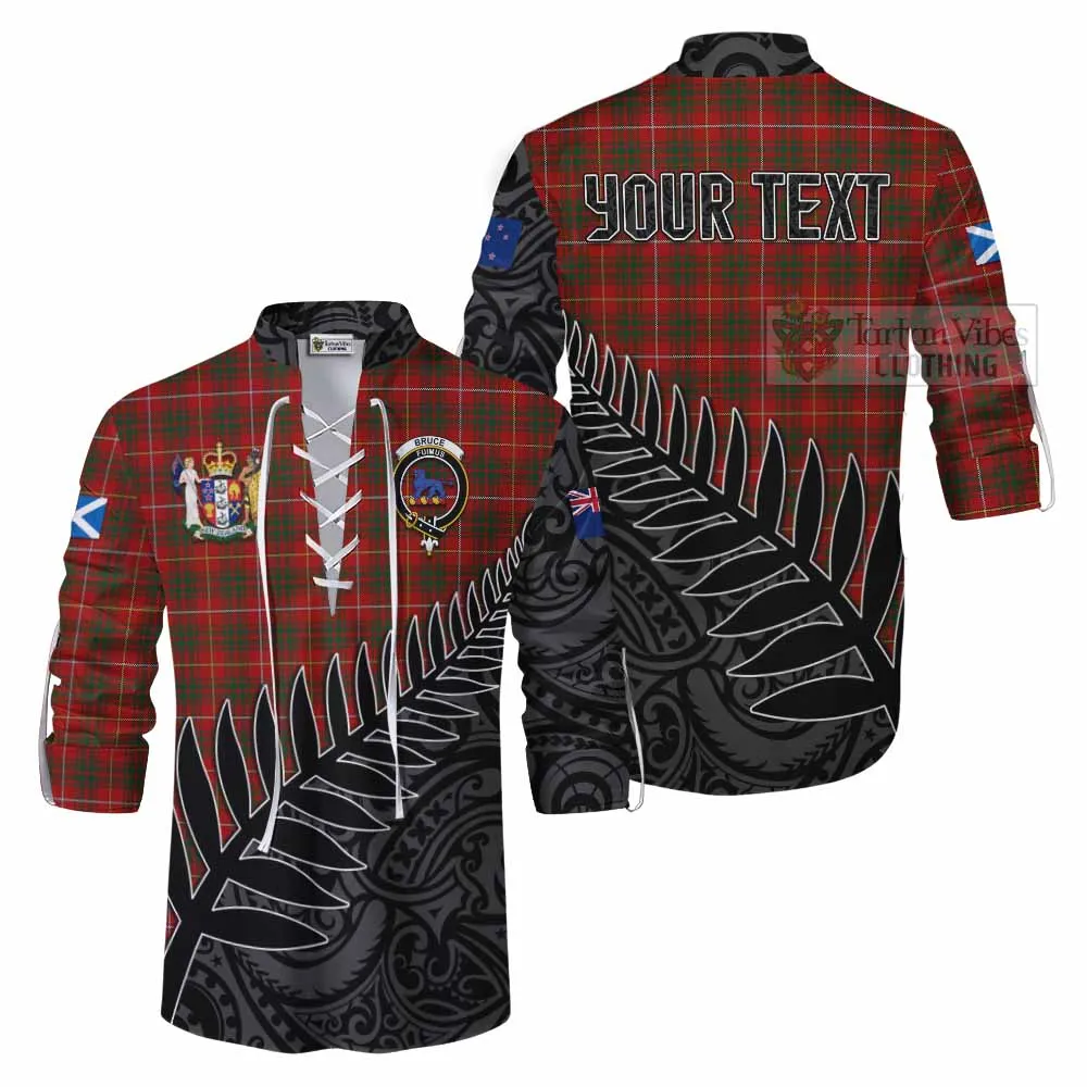 Bruce Crest Tartan Ghillie Kilt Shirt with New Zealand Silver Fern Half Style