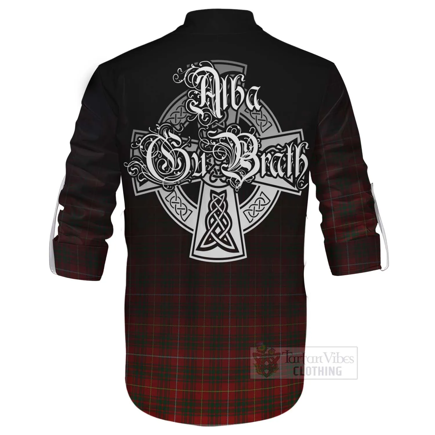 Bruce Tartan Ghillie Kilt Shirt Featuring Alba Gu Brath Family Crest Celtic Inspired
