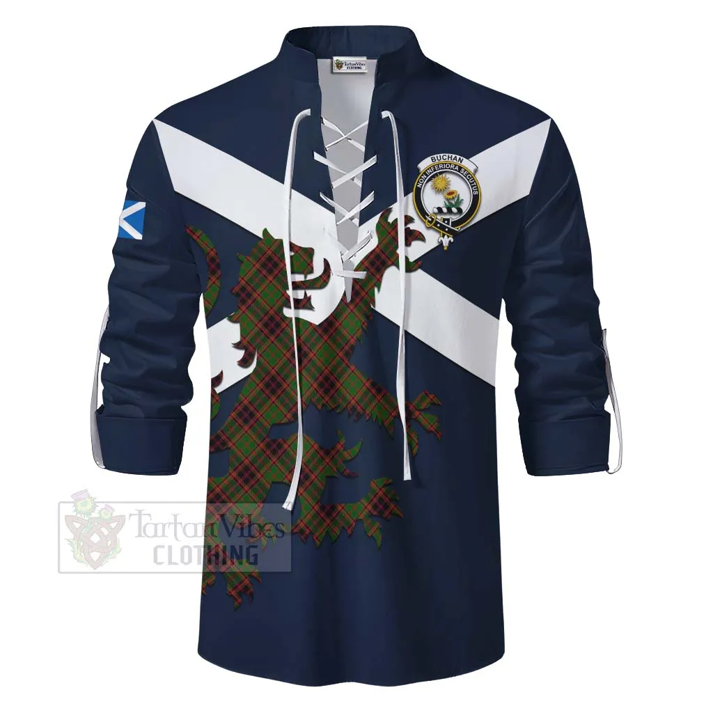Buchan Tartan Lion Rampant Ghillie Kilt Shirt Proudly Display Your Heritage with Alba Gu Brath and Clan Name