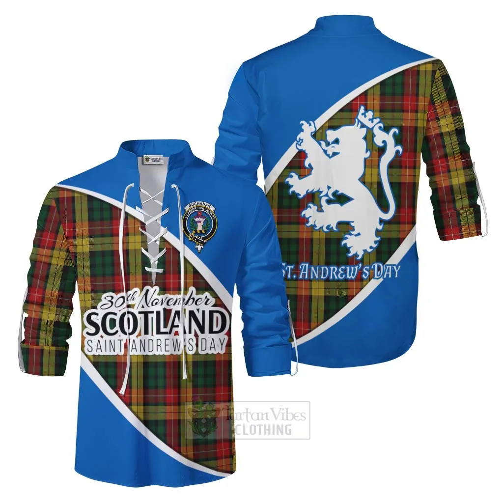 Buchanan Family Crest Tartan Ghillie Kilt Shirt Celebrate Saint Andrew's Day in Style