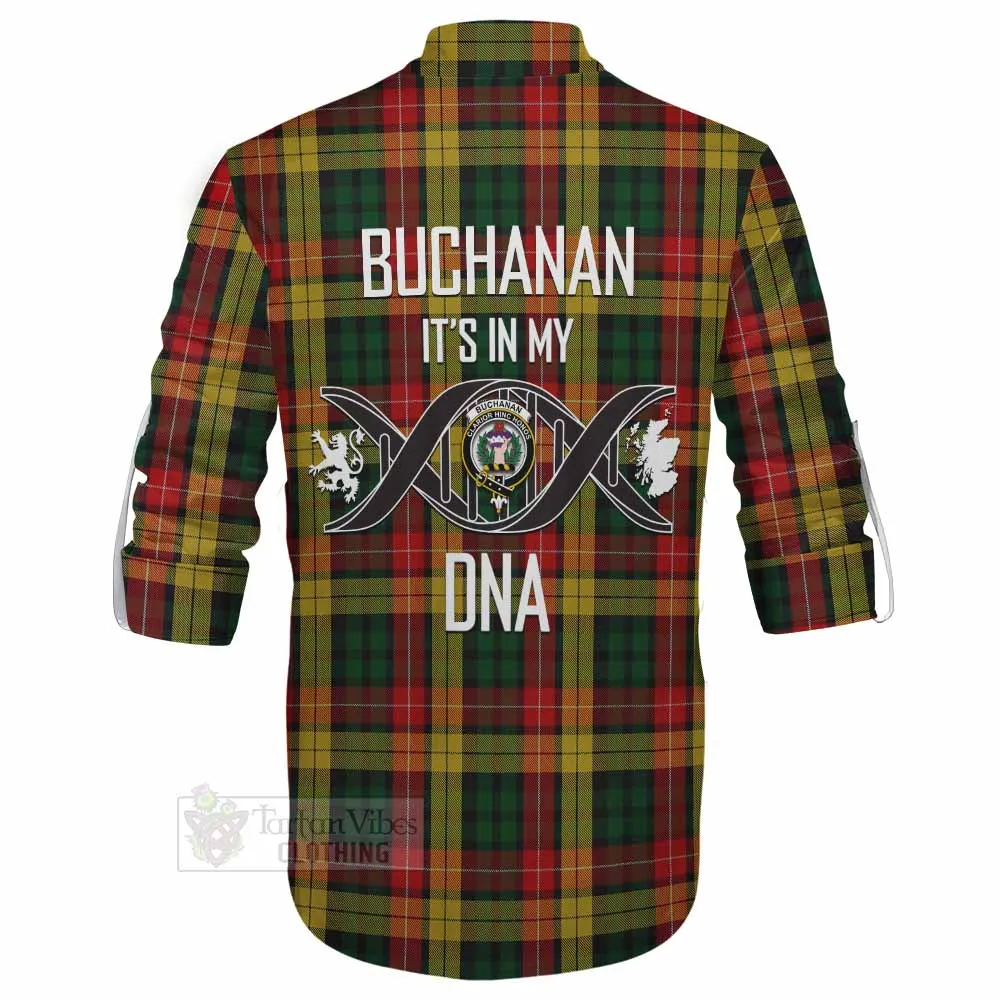 Buchanan Tartan Ghillie Kilt Shirt with Family Crest DNA In Me Style