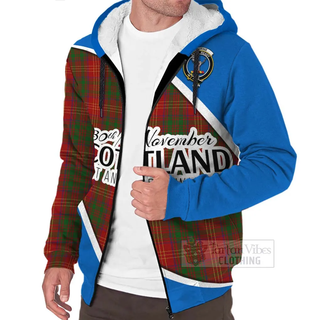 Burns Family Crest Tartan Sherpa Hoodie Celebrate Saint Andrew's Day in Style