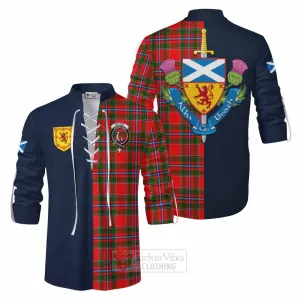 Butter Tartan Ghillie Kilt Shirt Alba with Scottish Lion Royal Arm Half Style