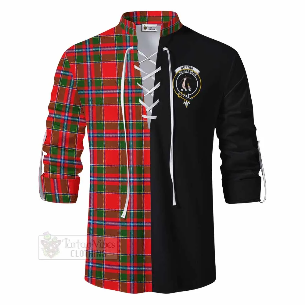 Butter Tartan Ghillie Kilt Shirt with Family Crest and Half Of Me Style