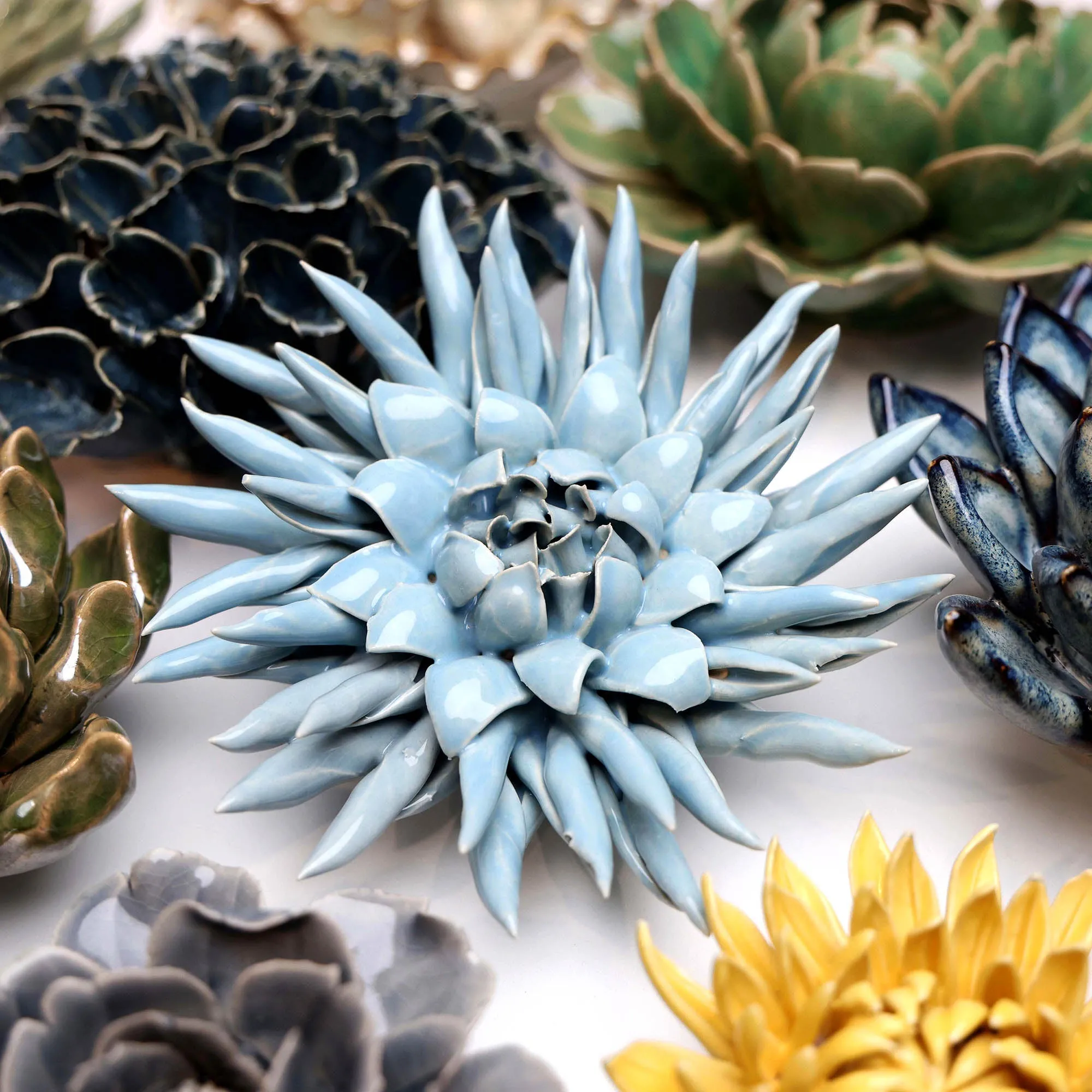 Ceramic Flower Wall Art Flower Blue 6