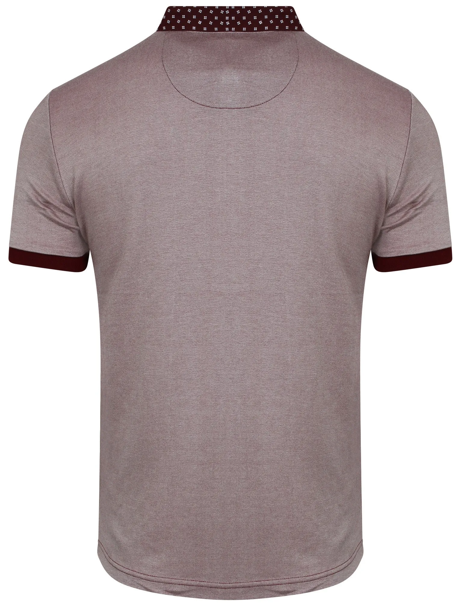 Chatham Patterned Collar Polo Shirt in Oxblood - Le Shark