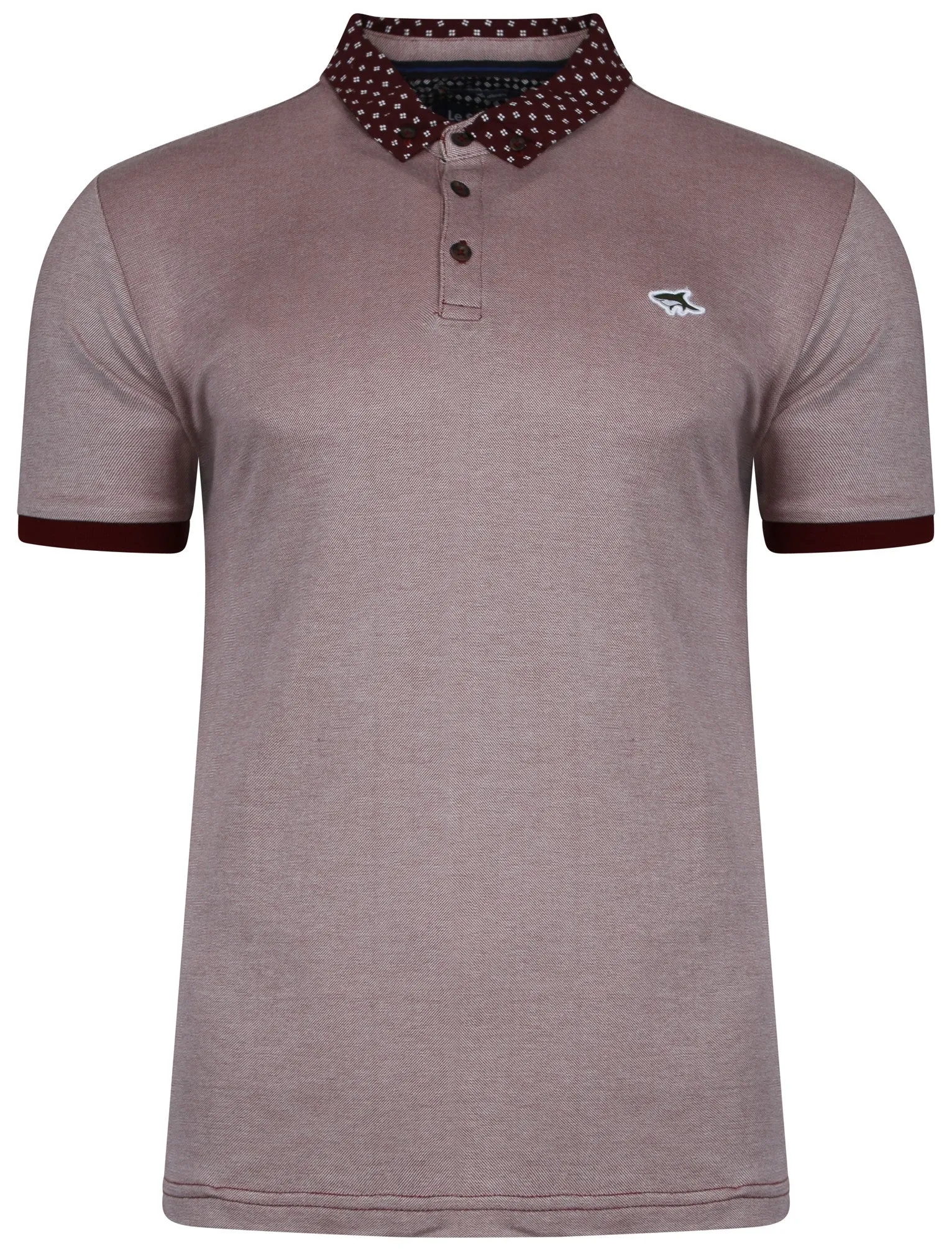 Chatham Patterned Collar Polo Shirt in Oxblood - Le Shark