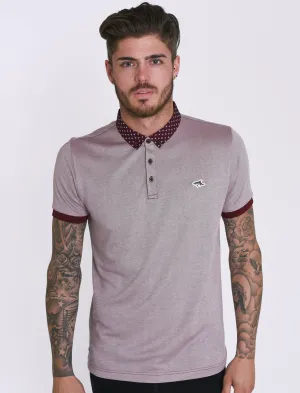 Chatham Patterned Collar Polo Shirt in Oxblood - Le Shark