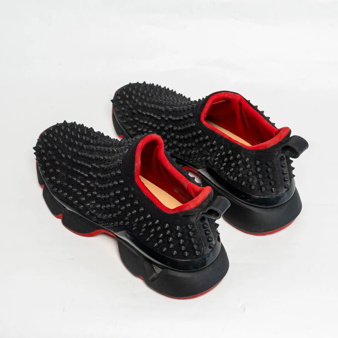 Christian Louboutin Spike Sock Donna Black Sneaker, size 44