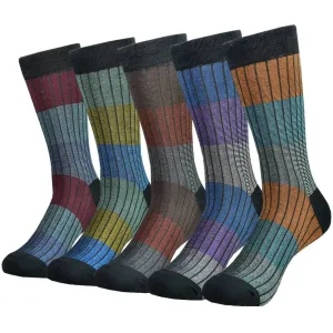 Colorful Comfort: 5-Pair Men's Cotton Dress Socks for Every Occasion