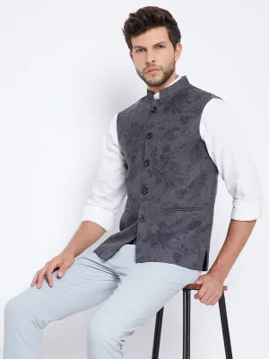 Dark Grey Floral Waistcoat