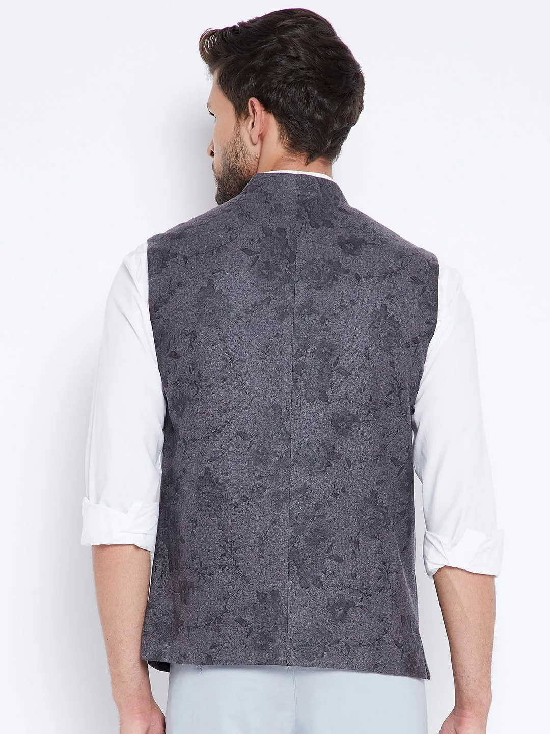 Dark Grey Floral Waistcoat