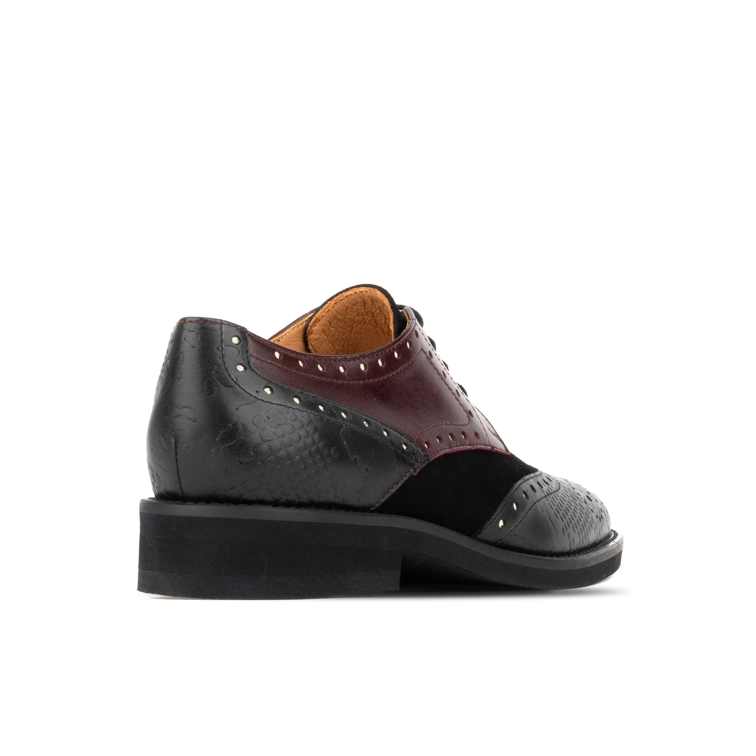 Eton - Burgundy Snake - Women's square toe leather lace up in burgundy and black