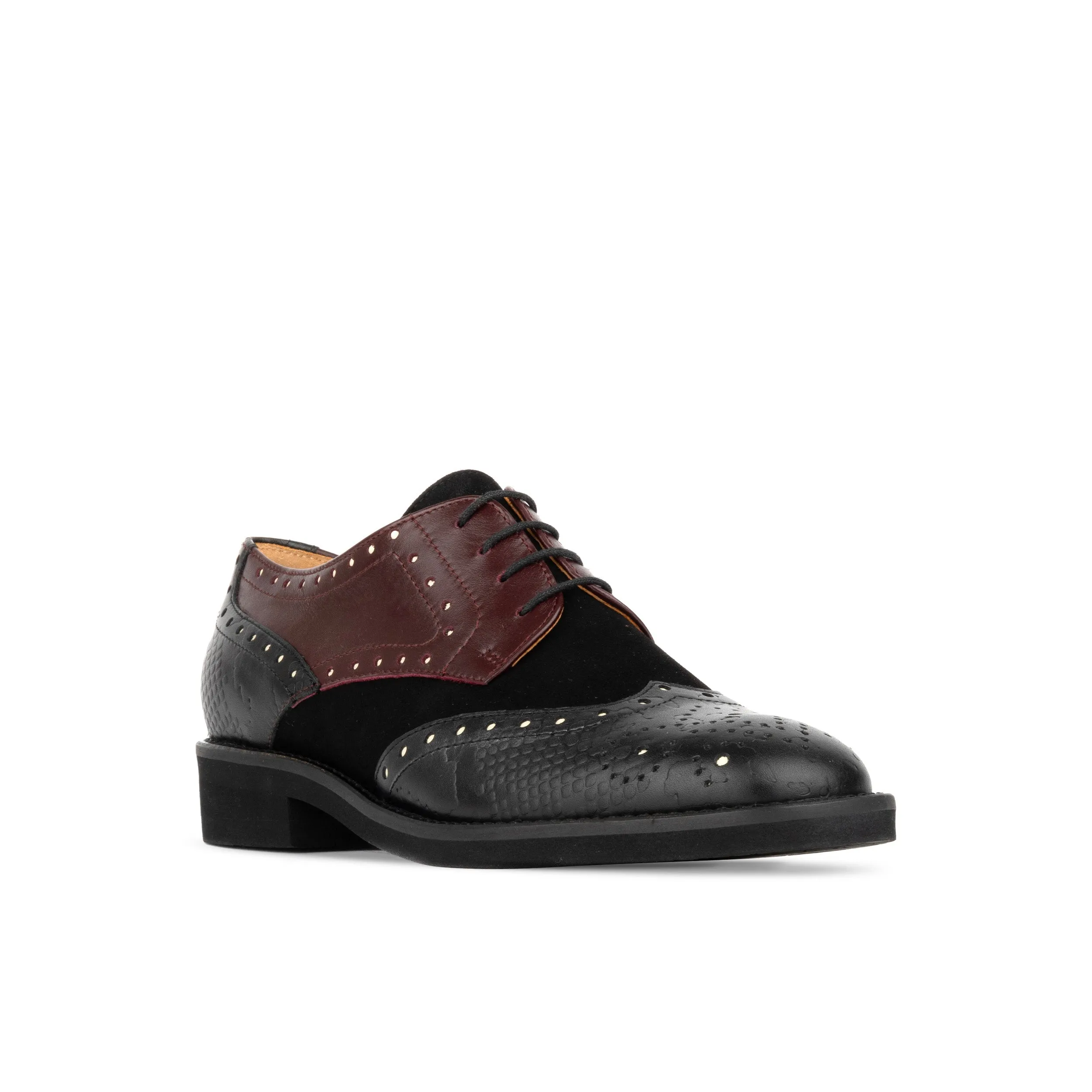 Eton - Burgundy Snake - Women's square toe leather lace up in burgundy and black