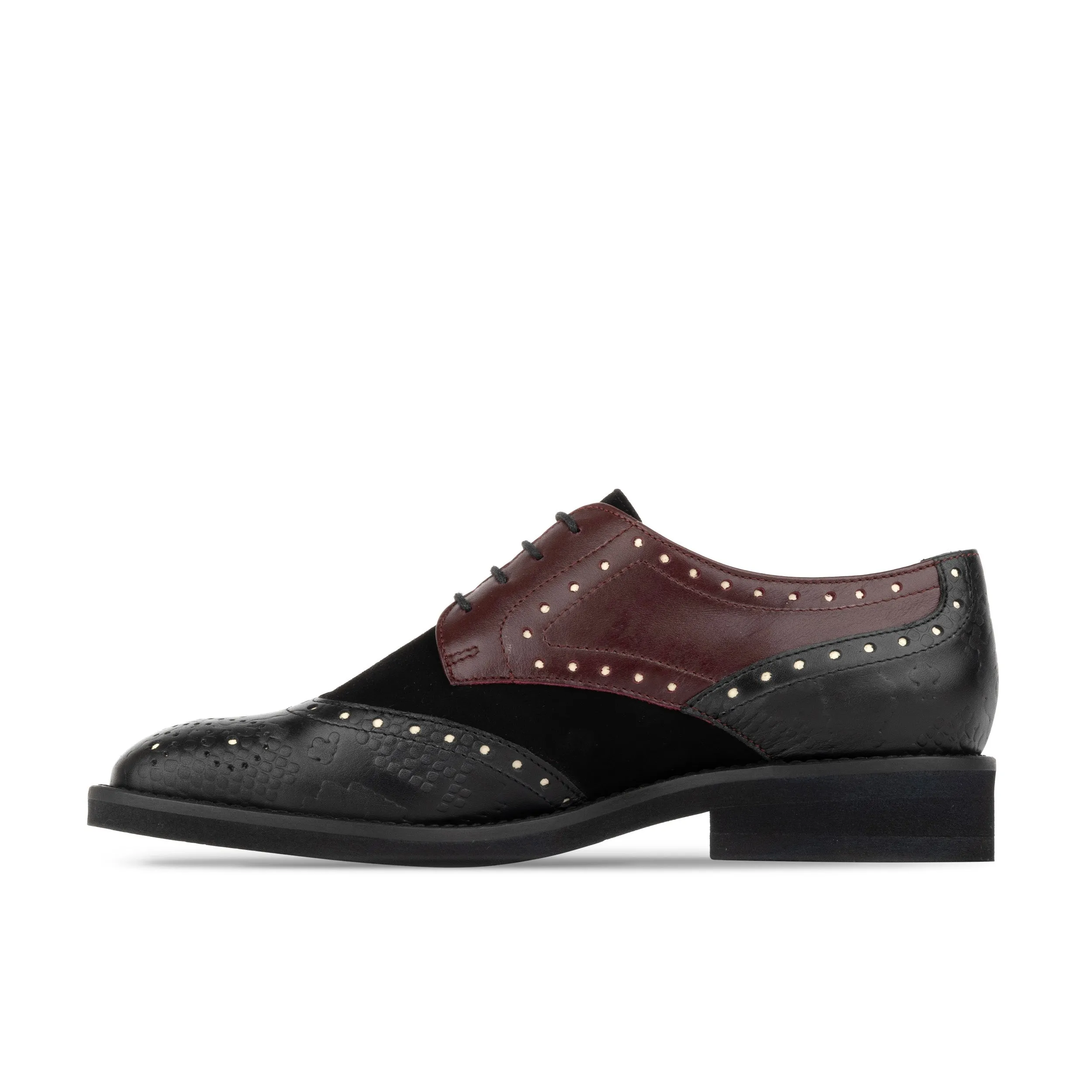 Eton - Burgundy Snake - Women's square toe leather lace up in burgundy and black