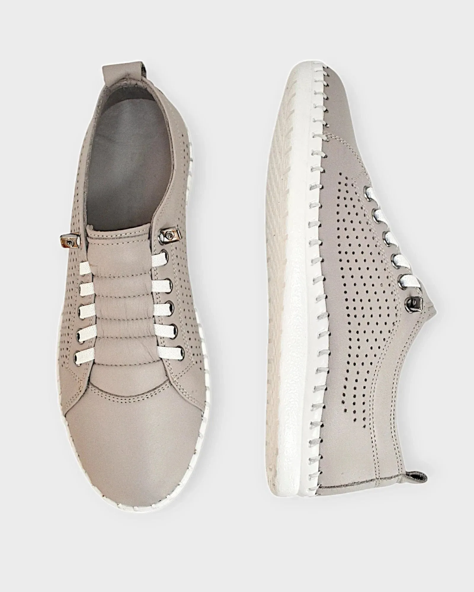 Everly Women's Leora 01 Perf Sneakers- Silver Grey