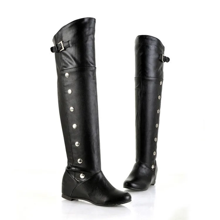 Faux leather studded over the knee knight boots costume boots