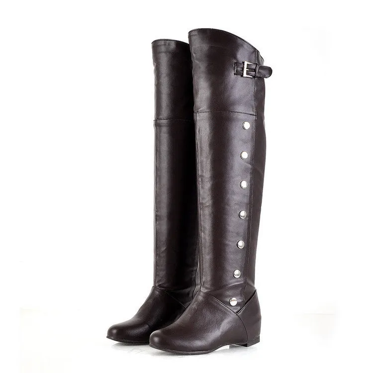 Faux leather studded over the knee knight boots costume boots