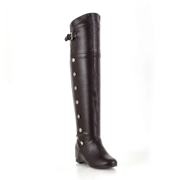 Faux leather studded over the knee knight boots costume boots