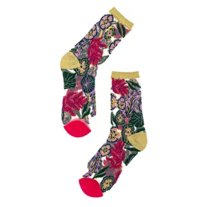Festive Floral Sheer Socks
