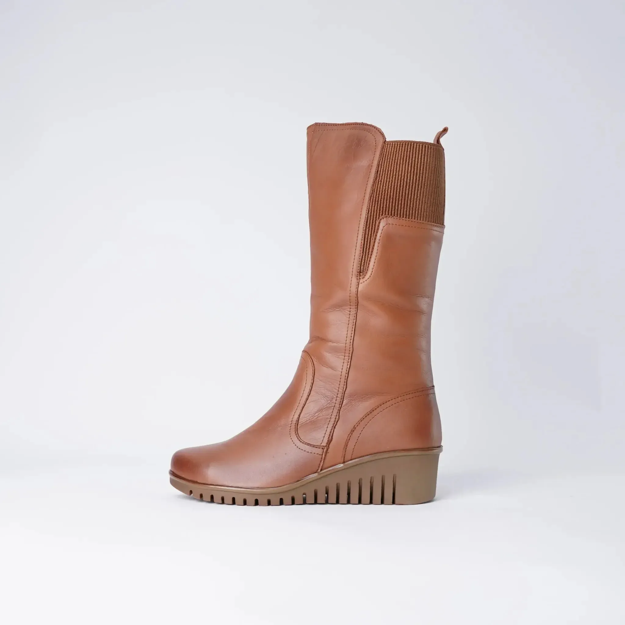 Foam Coconut Leather Knee High Boots