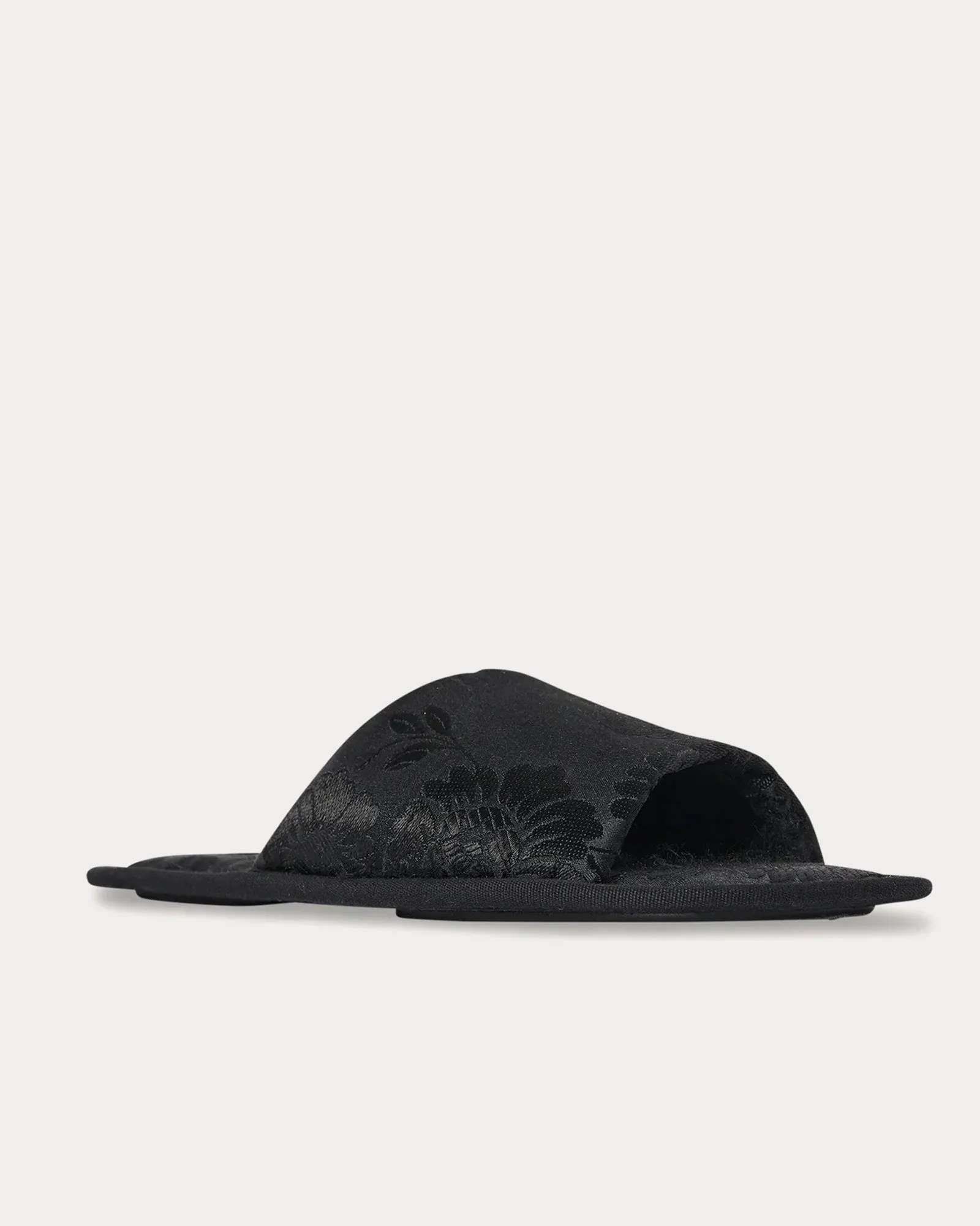 Frances Open Toe Silk & Acetate Black Slippers