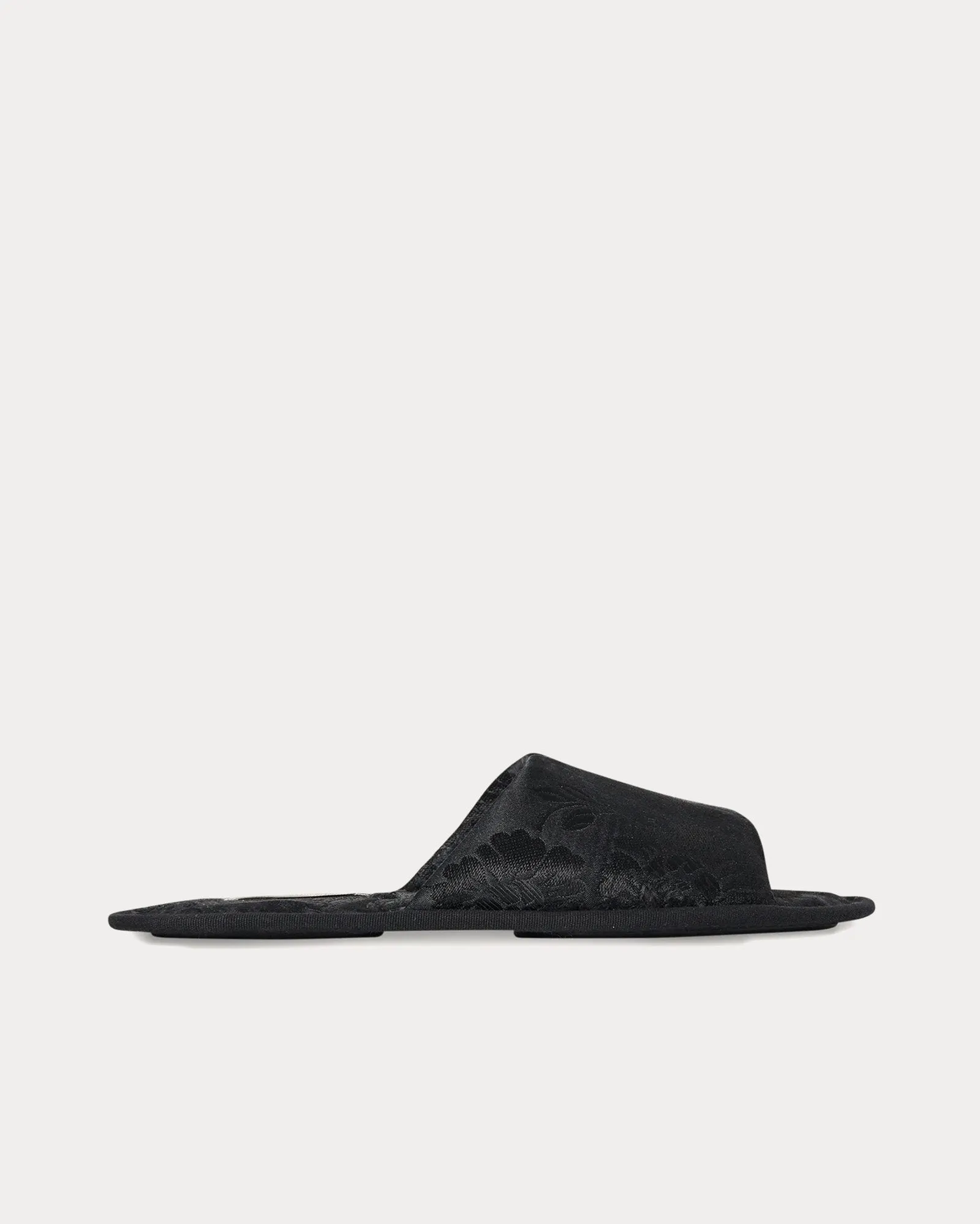 Frances Open Toe Silk & Acetate Black Slippers