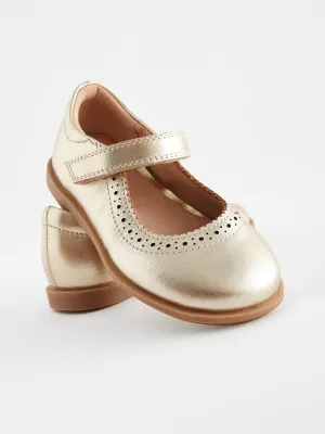 Gold Leather Leather Mary Jane Touch fastening Brogues