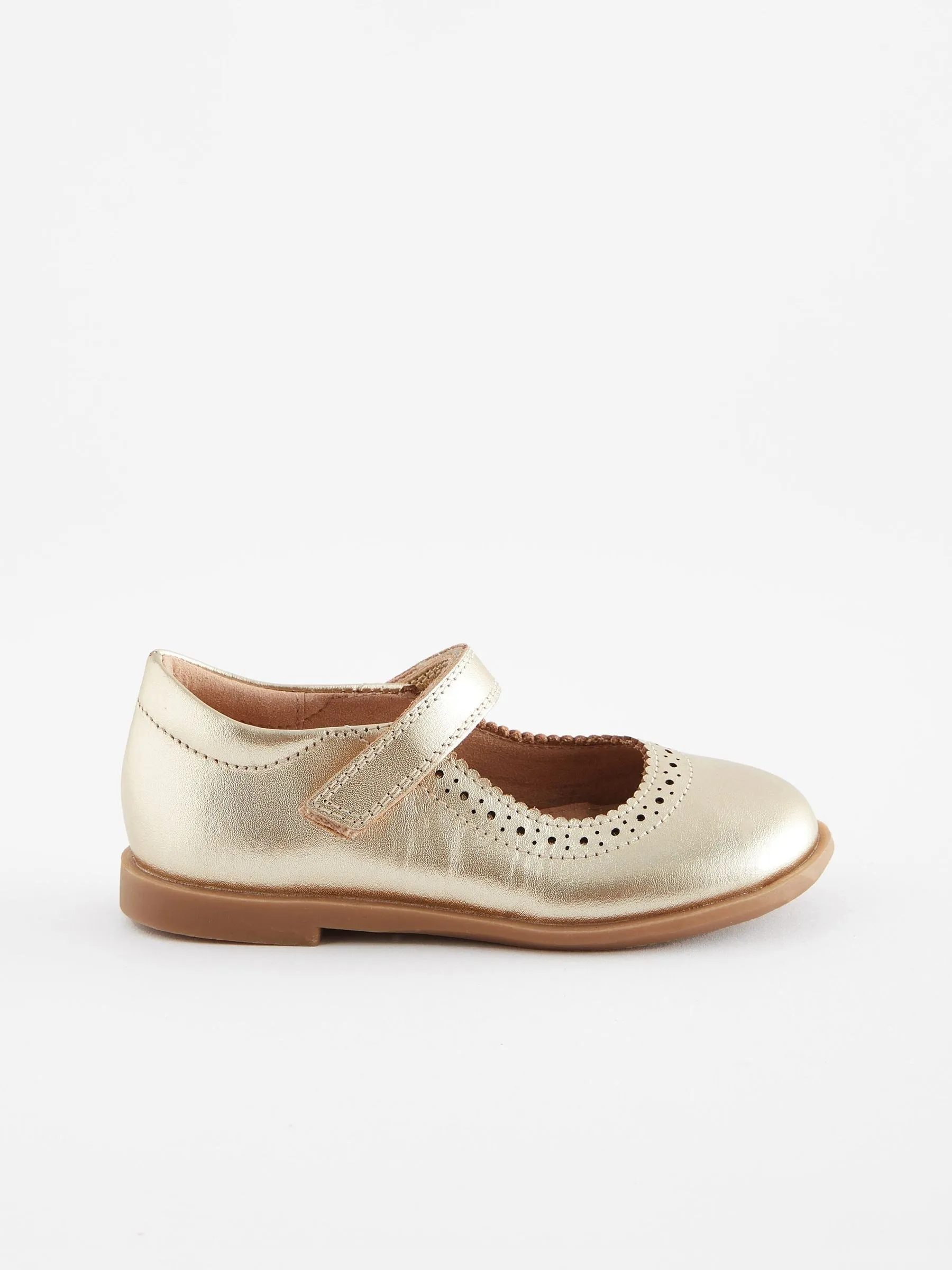 Gold Leather Leather Mary Jane Touch fastening Brogues