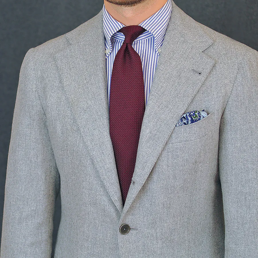 Grenadine / Garza Grossa Tie - Burgundy - Hand-Rolled