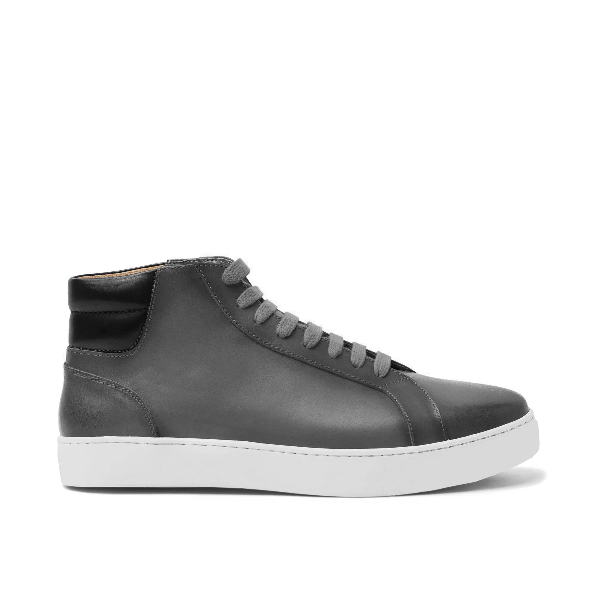 Height Increasing Black Dark Silver Leather Angus Sneaker Boots
