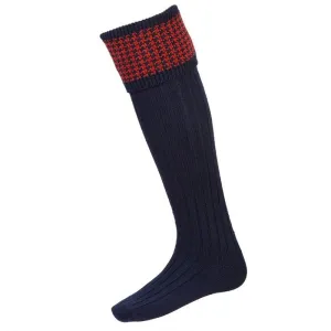 Houndstooth Shooting Socks in Navy