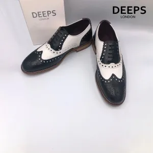 JIM LONDON BROGUES HANDCRAFTED GATSBY MEN'S SHOES BLACKWHITE