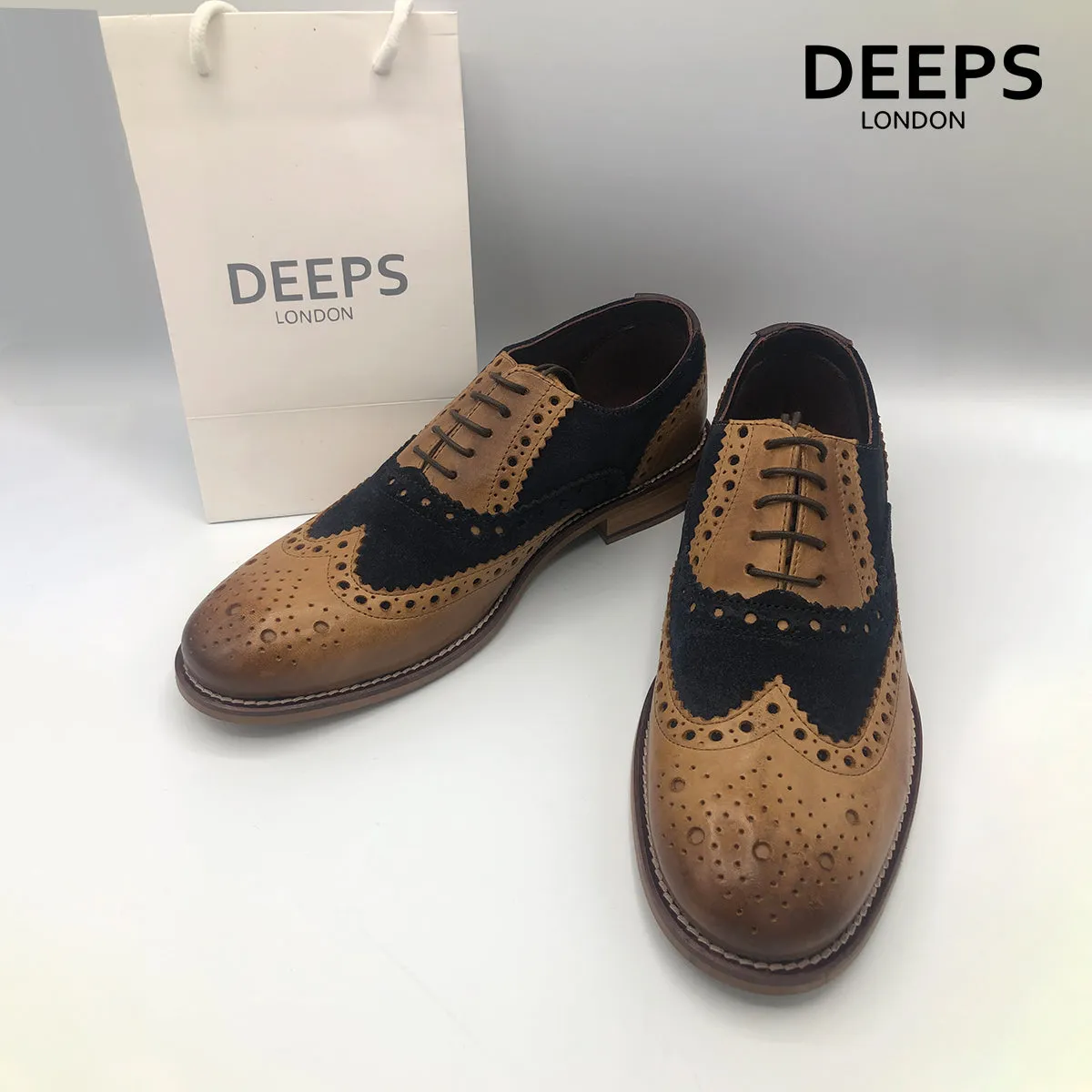 JIM LONDON BROGUES HANDCRAFTED GATSBY MEN'S SHOES BLACKWHITE