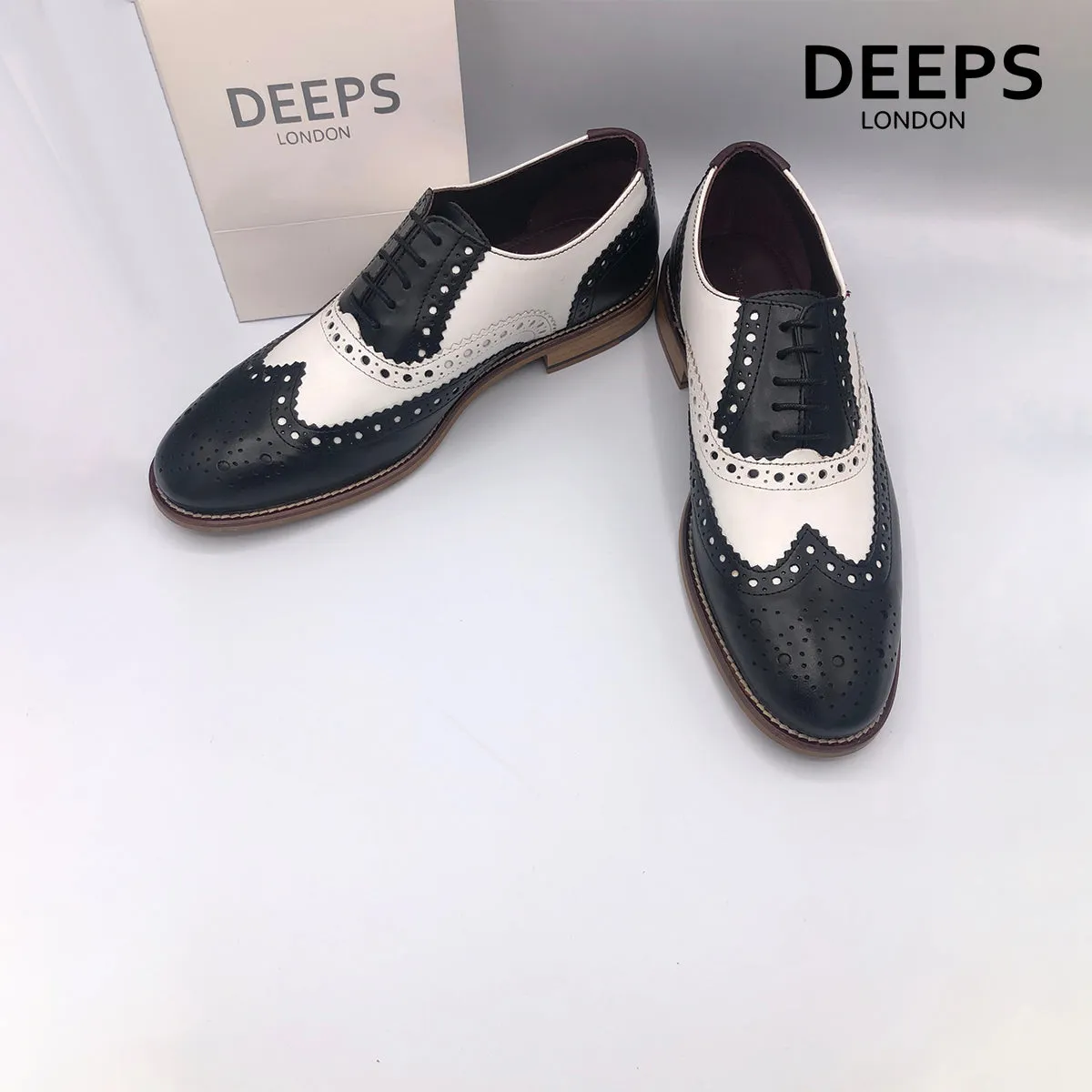 JIM LONDON BROGUES HANDCRAFTED GATSBY MEN'S SHOES BLACKWHITE