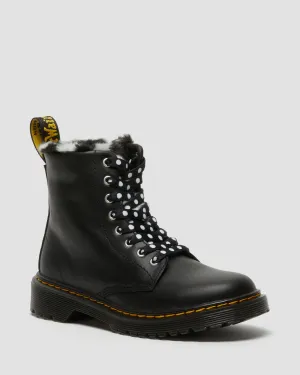 Junior 1460 Serena Faux Fur Lined Leather Lace Up Boots