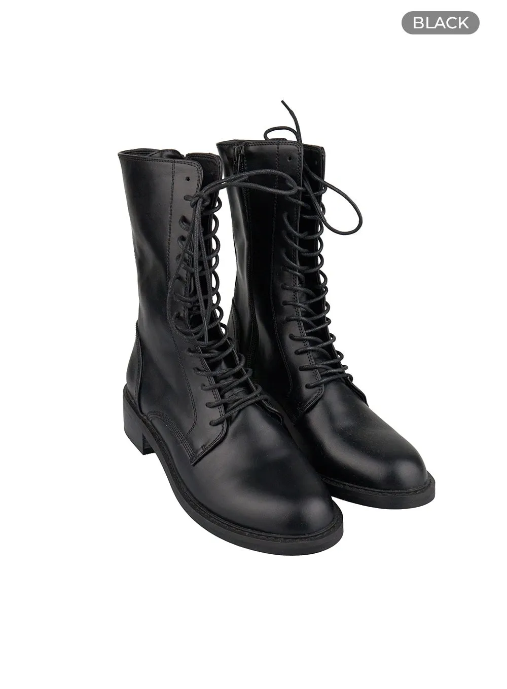 Lace-Up Faux Leather Boots IY422
