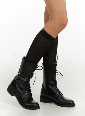 Lace-Up Faux Leather Boots IY422