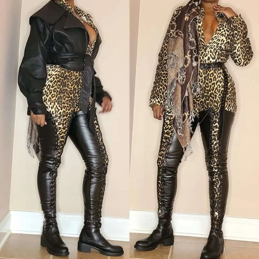 Laced Thigh High Boots Super Stretchable
