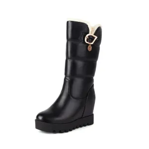 Ladies round toe high tube cotton boots winter bootie