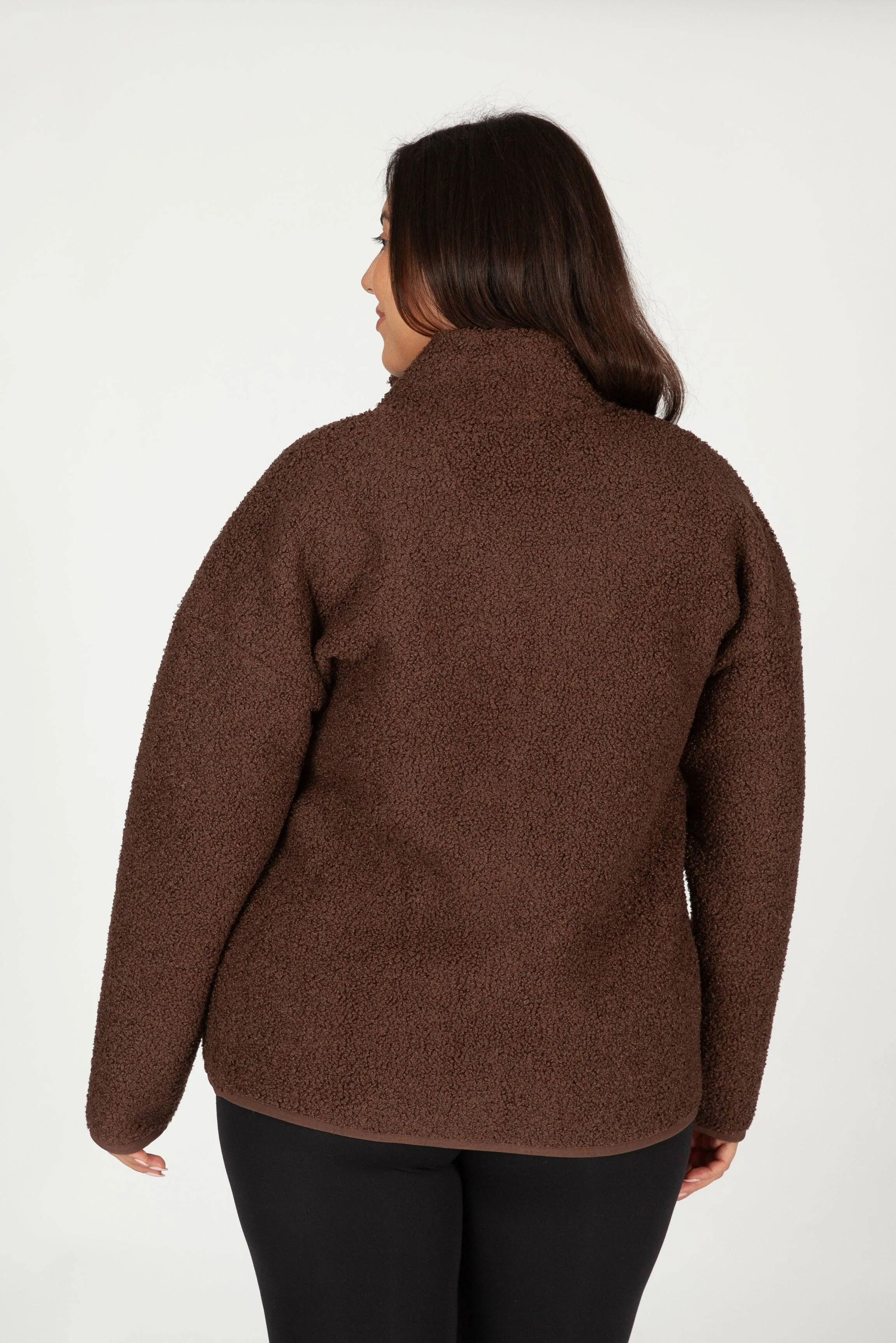 Lazypants - Sara Teddy sherpa zip up jacket in espresso