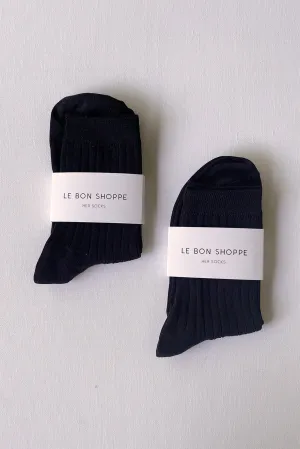 Le Bon Shoppe Her Cotton Rib Socks - Black