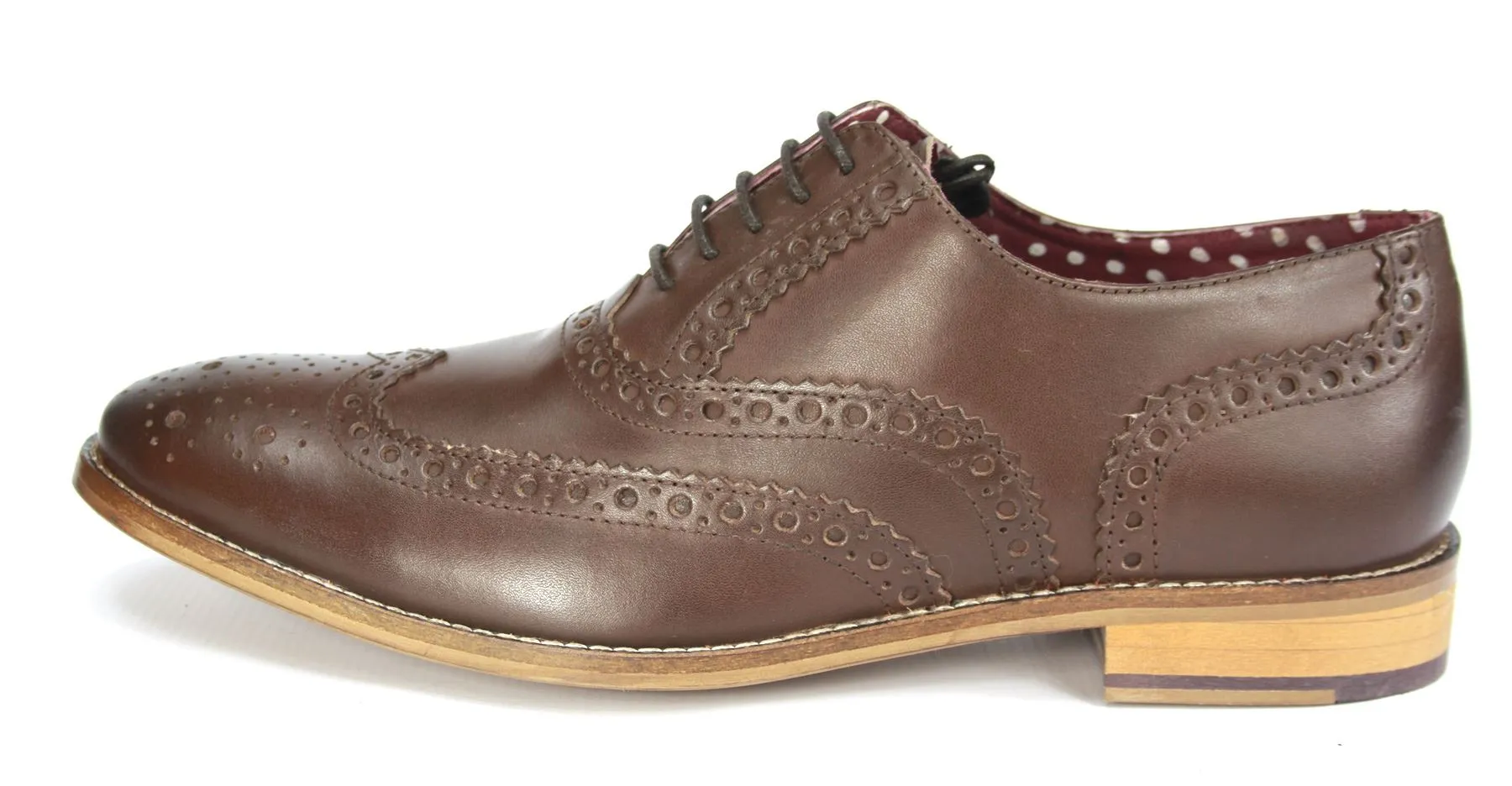 London Brogues Mens Leather Lace Up Wingtip Formal Gatsby Evening Brogue Shoes