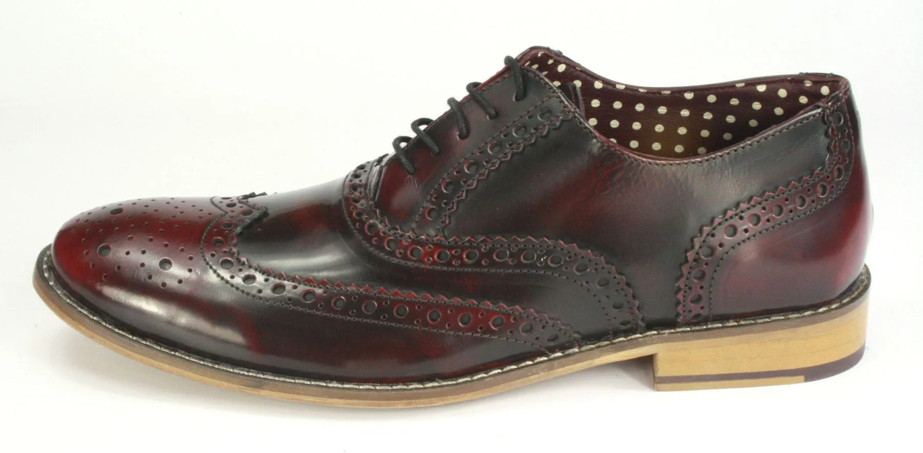 London Brogues Mens Leather Lace Up Wingtip Formal Gatsby Evening Brogue Shoes