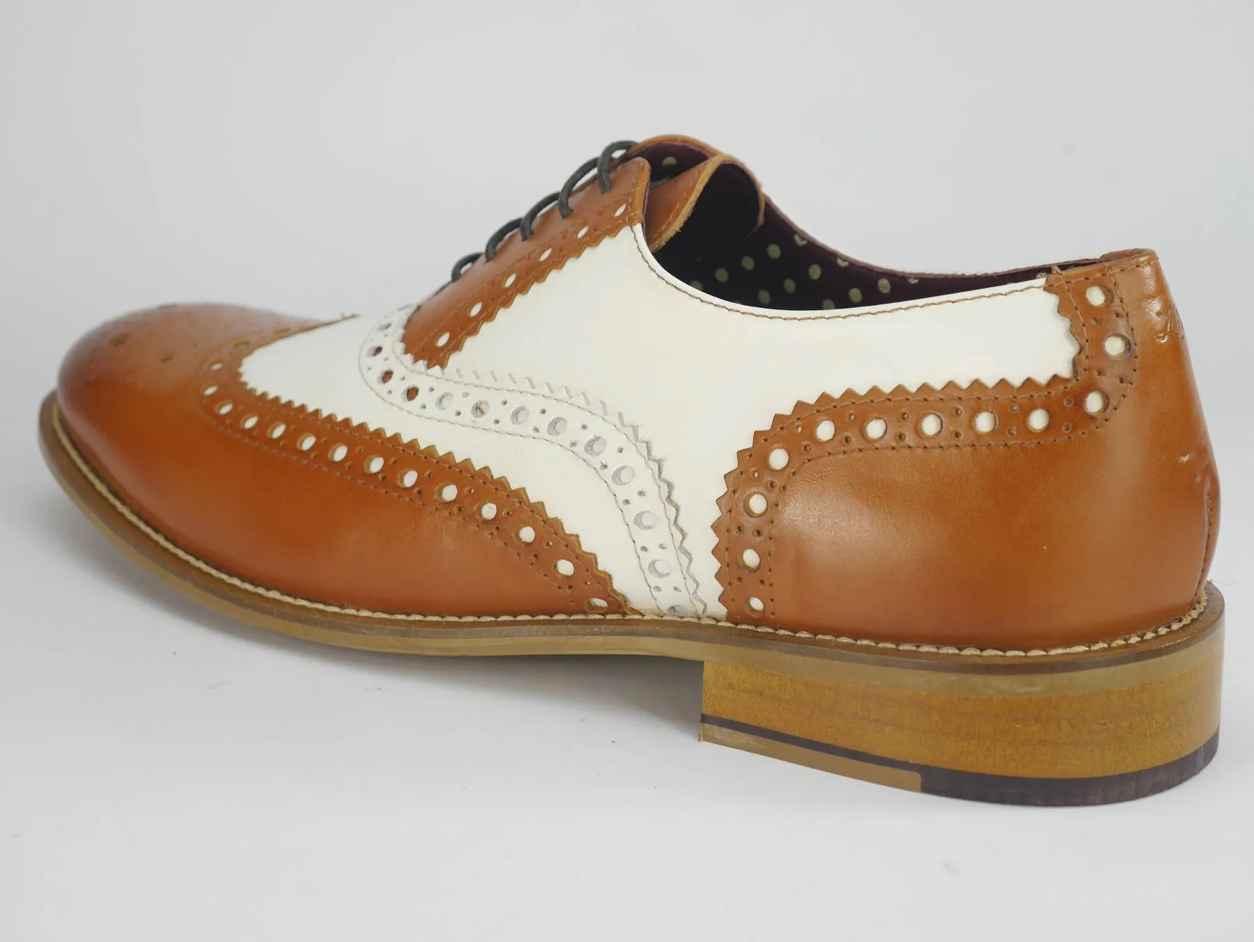 London Brogues Mens Leather Lace Up Wingtip Formal Gatsby Evening Brogue Shoes